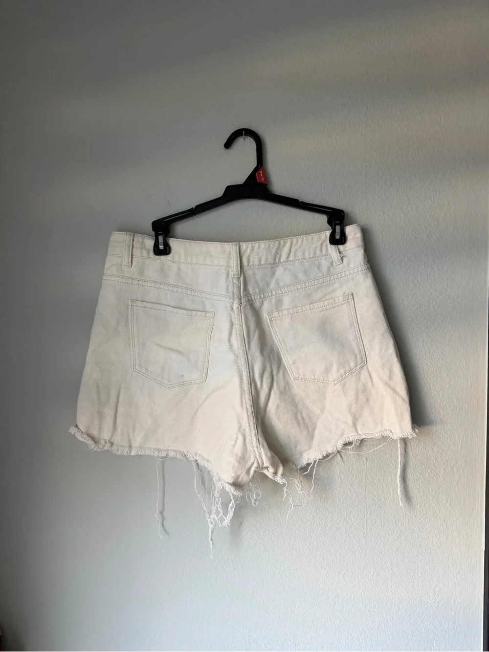 Women's White Frayed Denim Shorts